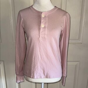 Everlane Pink 100% Cotton 2 Button Long Sleeve Henley